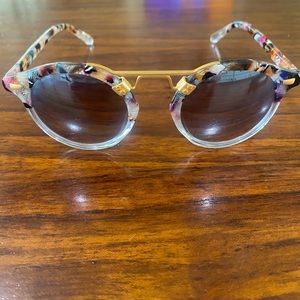 KREWE Multicolor Floral Pattern Sunglasses with Gold Bridge